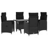 vidaXL Lauko valgomojo komplektas 5 pcs Juoda poliratanas