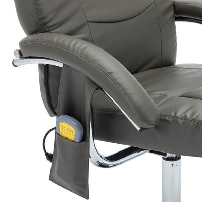 vidaXL Atlošiamas masažinis krėslas su pakoja, pilkas, dirbtinė oda