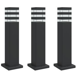 vidaXL Lauko &scaron;viestuvas, 3vnt., juodas, 50cm, aliuminis