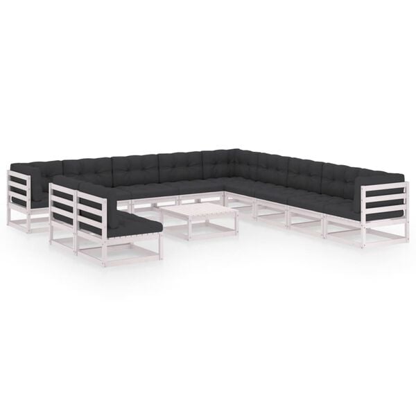 vidaXL Sodo komplektas su pagalvėlėmis, 12 dalių, pu&scaron;ies masyvas