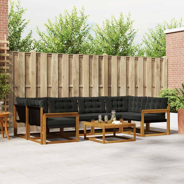 vidaXL Lauko sofos komplektas su pagalve 7 pcs Natūrali ir juoda