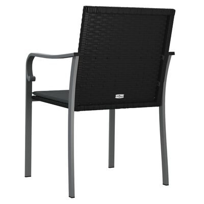 vidaXL Sodo kėdės su pagalvėmis, 6vnt., juodos, 56x59x84cm, ratanas