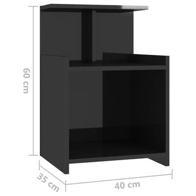 vidaXL Naktinė spintelė, juodos spalvos, 40x35x60cm, MDP, blizgi