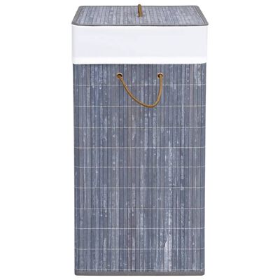 vidaXL Skalbinių krepšys su 2 skyriais, pilkos spalvos, bambukas, 100l