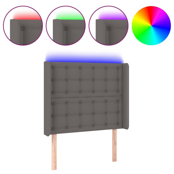 vidaXL Galvūgalis su LED, pilkos spalvos, 103x16x118/128 cm