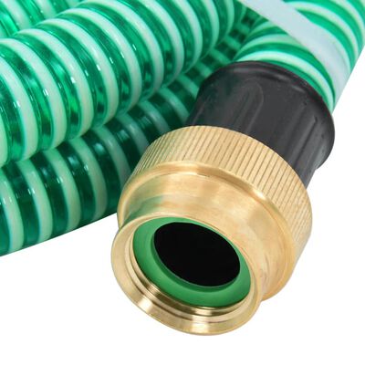 vidaXL Siurbimo žarna su žalvarinėmis jungtimis, žalia, 1,1", 10m, PVC