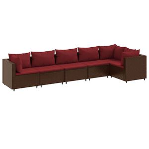 vidaXL Sodo komplektas su pagalvėlėmis, 6 dalių, rudas, poliratanas