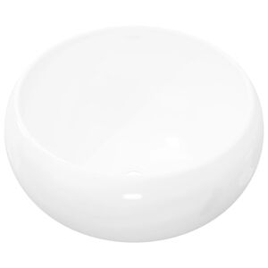 vidaXL Praustuvas, apvalus, keramika, baltas, 40x15 cm