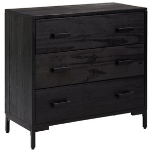 vidaXL Komoda su stalčiais, juoda, 75x35x70cm, pu&scaron;ies medienos masyvas