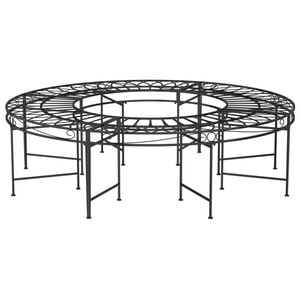 vidaXL Apvalus suoliukas aplink medį, juodas, 160cm skersmens, plienas