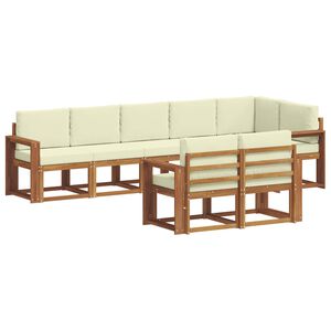 vidaXL Lauko sofos komplektas su pagalve 8 pcs Natūralus ir grietinėlė
