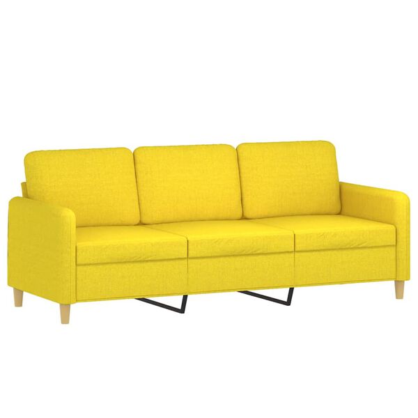 vidaXL Trivietė sofa, &scaron;viesiai geltonos spalvos, 180cm, audinys