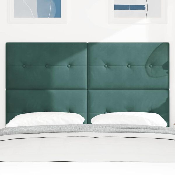 vidaXL Galvūgalis su galvūgalio Tamsiai žalia 144 cm Dirbtinė oda