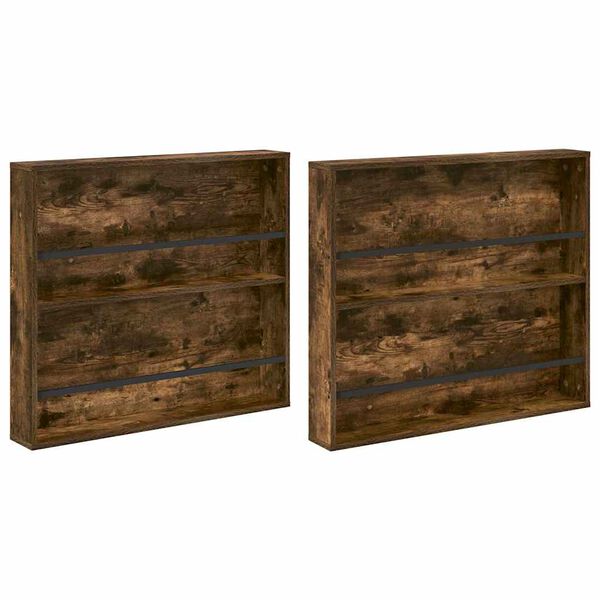 vidaXL Žurnalų stovas su lentyna 2 pcs Rūkyta ąžuolas 80 x 12 x 70 cm