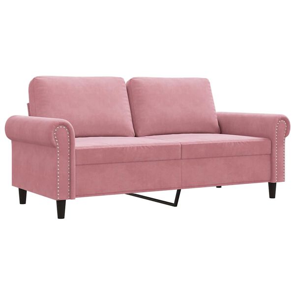 vidaXL Dvivietė sofa, rožinės spalvos, 140cm, aksomas