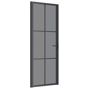 vidaXL Vidaus durys, juodos, 76x201,5cm, ESG stiklas ir aliuminis