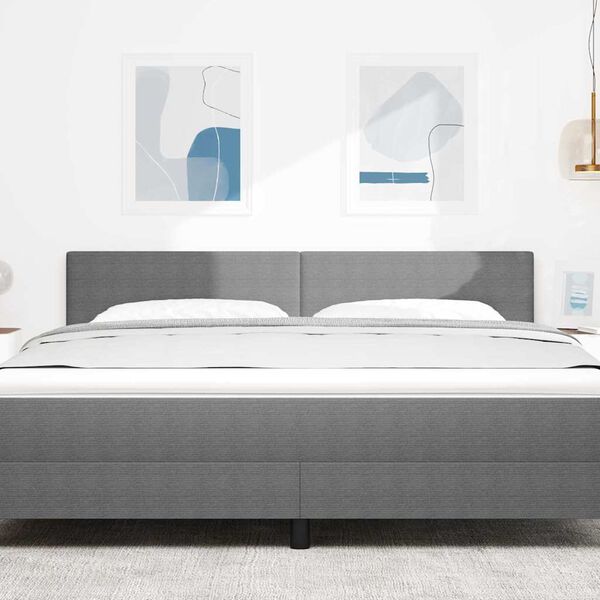 vidaXL LED galvūgalis su galvūgalio &Scaron;viesiai pilka 180 cm Poliesteris