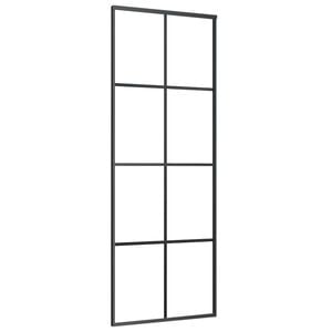 vidaXL Stumdomos durys, juodos, 76x205cm, ESG stiklas ir aliuminis