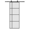 vidaXL Stumdomos durys su įrangos rinkiniu, juodas, 76x205 cm, ESG ir