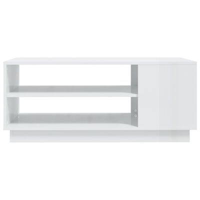 vidaXL Kavos staliukas, baltos spalvos, 102x55x43cm, MDP, blizgus