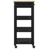 vidaXL Virtuvės vežimėlis Juoda 88,5 x 40 x 48 cm Kietas pu&scaron;ies medis