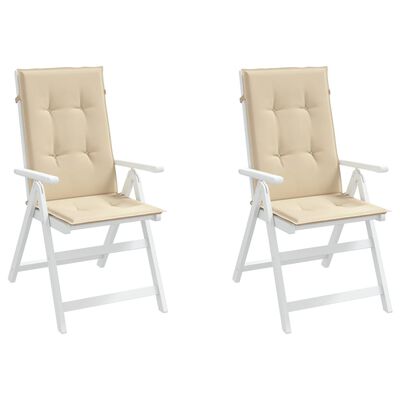 vidaXL Sodo kėdės pagalvėlės, 2vnt., smėlio, 120x50x3cm, audinys