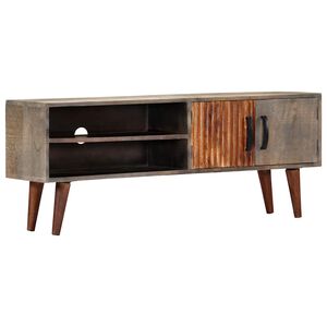 vidaXL TV spintelė, pilka, 130x30x46cm, neapdorotas mango masyvas