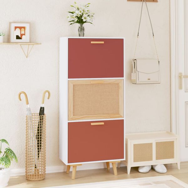 vidaXL Spintelė batams, baltos spalvos, 52x25x120cm, apdirbta mediena