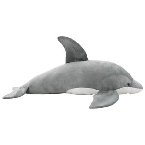 vidaXL Mink&scaron;tas žaislinis delfinas, pilkas, pliu&scaron;inis