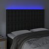 vidaXL Galvūgalis su LED, juodos spalvos, 144x5x118/128cm dirbtinė oda