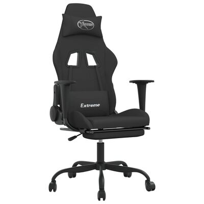 vidaXL Masažinė žaidimų kėdė su pakoja, juodos spalvos, audinys