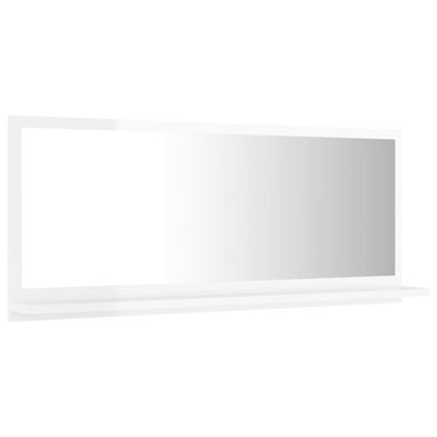 vidaXL Vonios kambario veidrodis, baltas, 90x10,5x37cm, MDP, blizgus