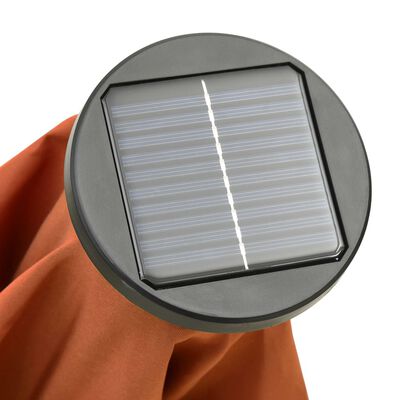 vidaXL Skėtis nuo saulės su LED, terakota, 200x211cm, aliuminis