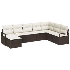 vidaXL Sofos komplektas 8 pcs Ruda ir grietinėlė poliratanas