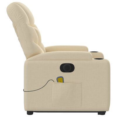 vidaXL Atsistojantis elektrinis masažinis krėslas, kreminis, audinys