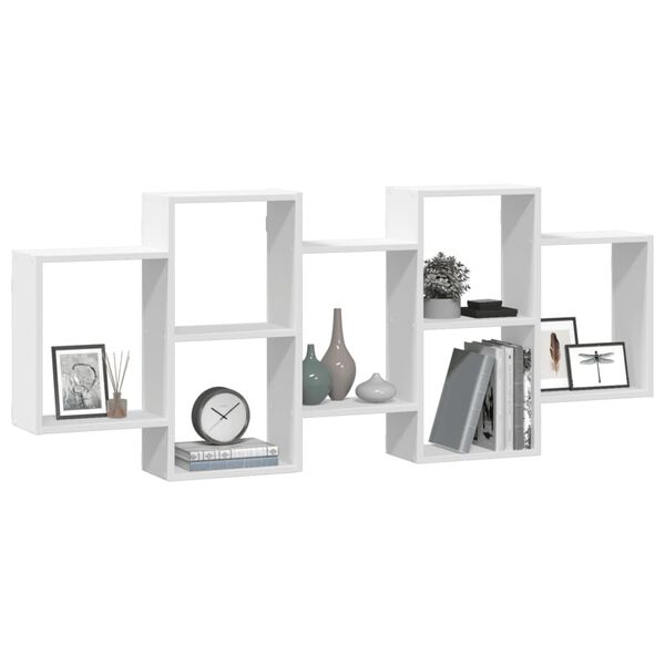 vidaXL Sieninė lentyna, baltos spalvos, 159x18x65cm, apdirbta mediena