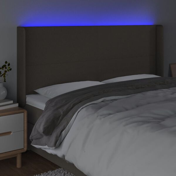 vidaXL Galvūgalis su LED, taupe spalvos, 163x16x118/128cm, audinys