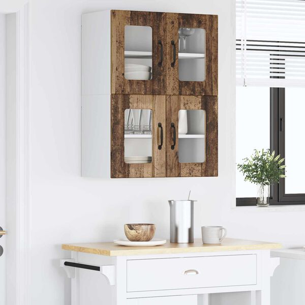 vidaXL Virtuvės spintelė su lentyna 2 pcs Senas medis 60 x 31 x 40 cm