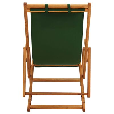 vidaXL Sulankstoma paplūdimio kėdė, žalia, eukaliptas ir audinys
