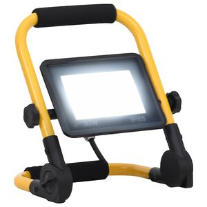 vidaXL LED prožektorius su rankena, &scaron;altos baltos spalvos, 30W