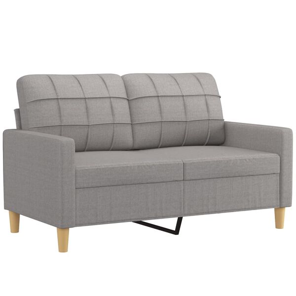 vidaXL Dvivietė sofa su pagalvėmis, &scaron;viesiai pilka, 120cm, audinys