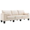 vidaXL Trivietė sofa, kreminės spalvos, audinys