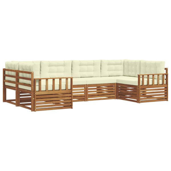 vidaXL Lauko sofos komplektas su pagalve 6 pcs Natūralus ir grietinėlė