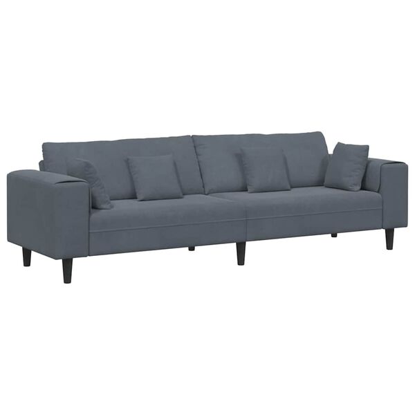 vidaXL Sofa su pagalve Tamsiai pilka 250 x 77 x 76 cm Aksomas