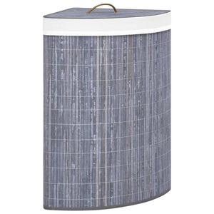 vidaXL Kampinis skalbinių krep&scaron;ys, pilkos spalvos, bambukas, 60l