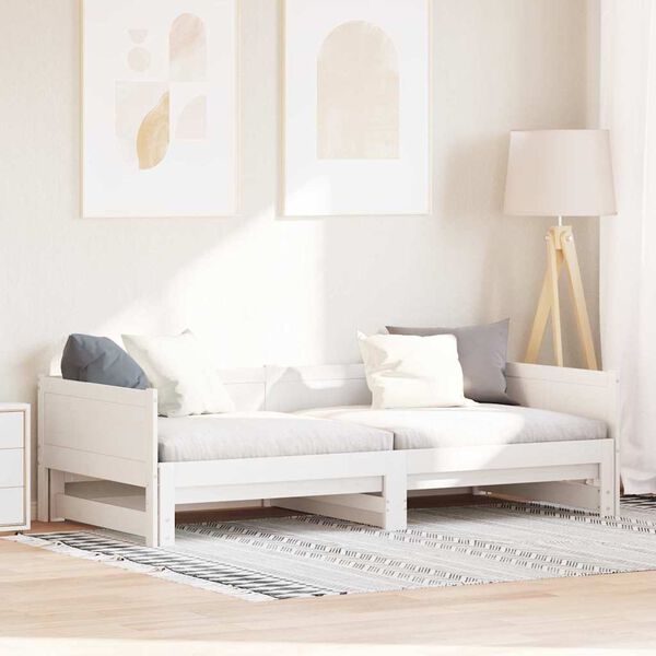 vidaXL I&scaron;traukiama dienos lova Balta 203,5 x 184 x 56,5 cm