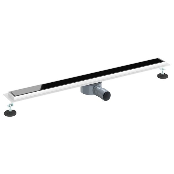 vidaXL Du&scaron;o nuotekų stiklinis dangtelis su 360&deg; sifonu Juoda 90 cm