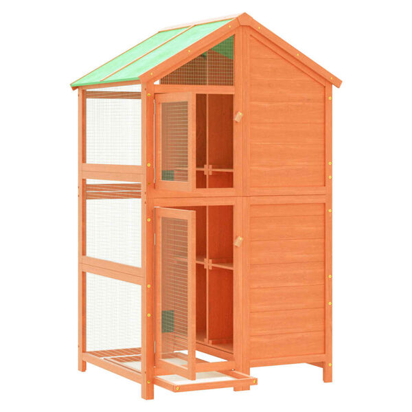 vidaXL Namelis paukščiams, rudas, 97x81x152cm, pušies masyvas