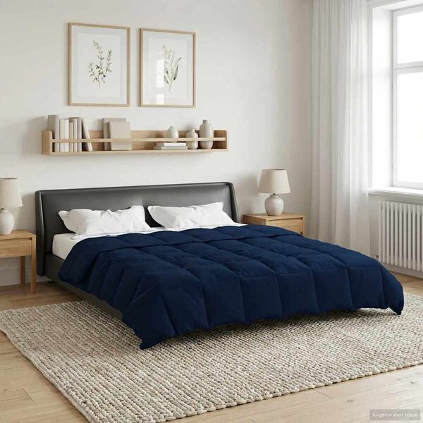 vidaXL Pilna metų antklodė Tamsiai mėlyna 220 x 240 cm Mikropluo&scaron;tas
