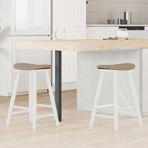 vidaXL Valgomojo kėdės 2 pcs Balta 46 x 37 x 63 cm Kietas gumos medis